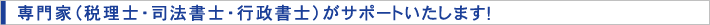 専門家(税理士・司法書士・行政書士)がサポートいたします!